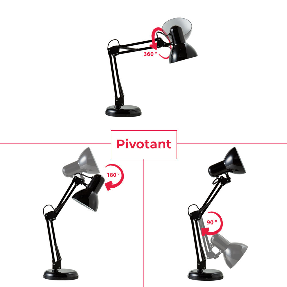 Schreibtischlampe - mit Stecker Schalter schwenkbar E14 schwarz 31