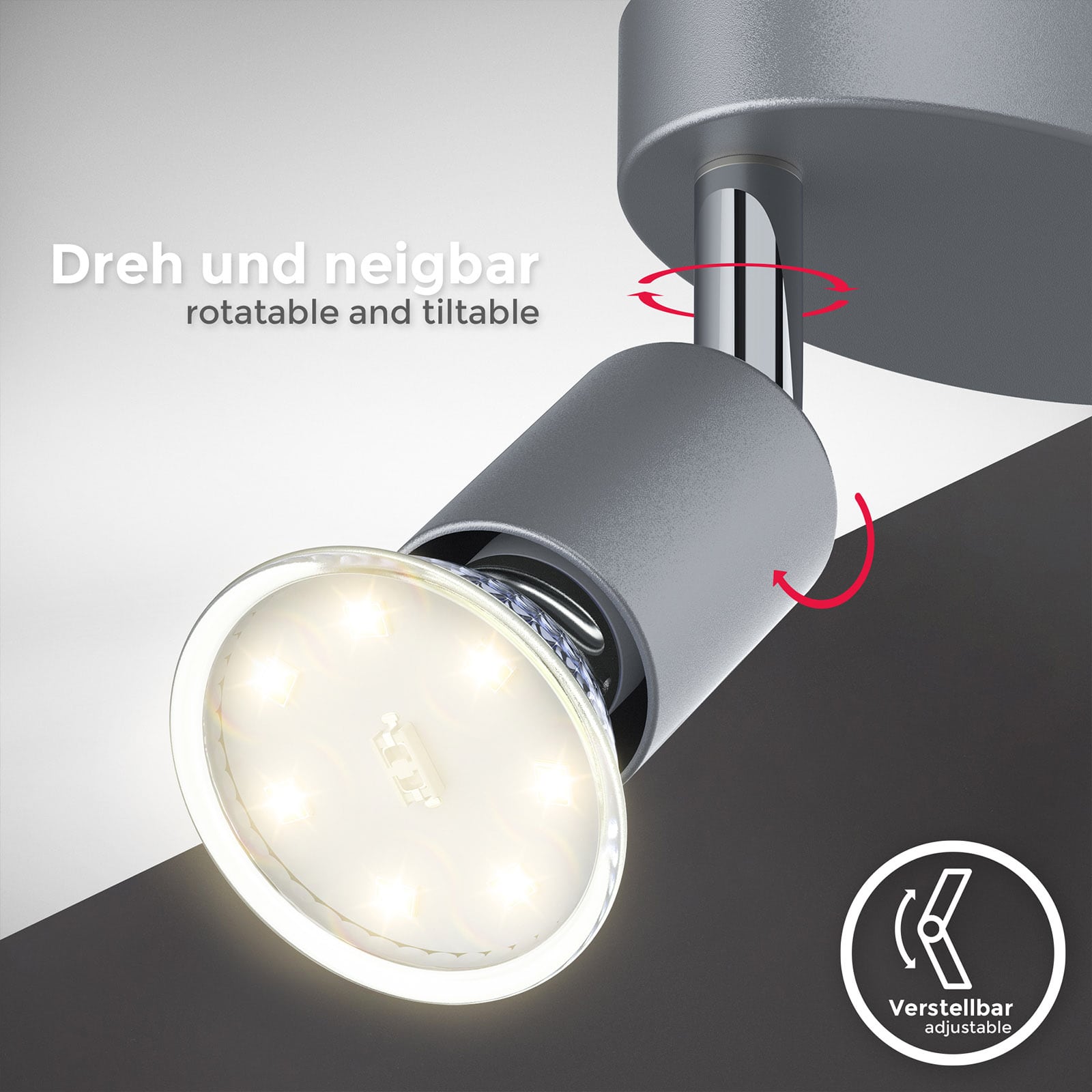 LED Deckenspot 10,5x6,5cm - 1-flammig - Deckenleuchte GU10 3W 250lm Spot dreh- & schwenkbar warmweiß | Titanfarbig - 6