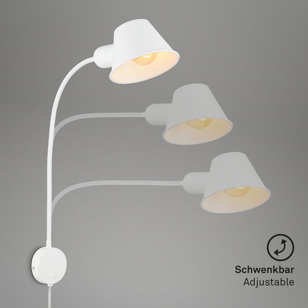 Bettleuchte Bettlampe schwenkbar Leselampe 1xE27 10W weiß Schlafzimmer Briloner 3