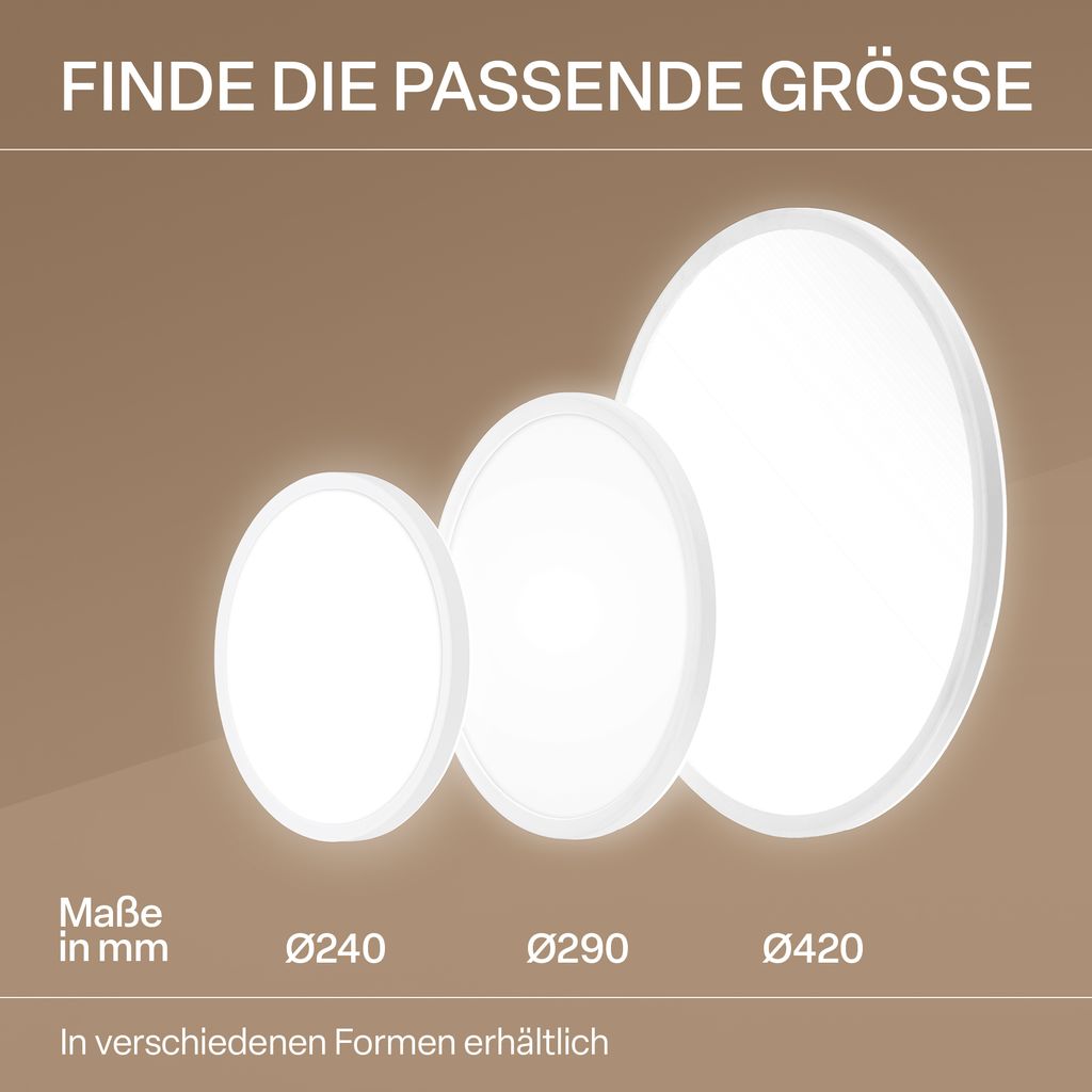 LED Deckenlampe Panel Bad Deckenleuchte Flach IP44 Neutralweiß Licht 42cm Weiß 5