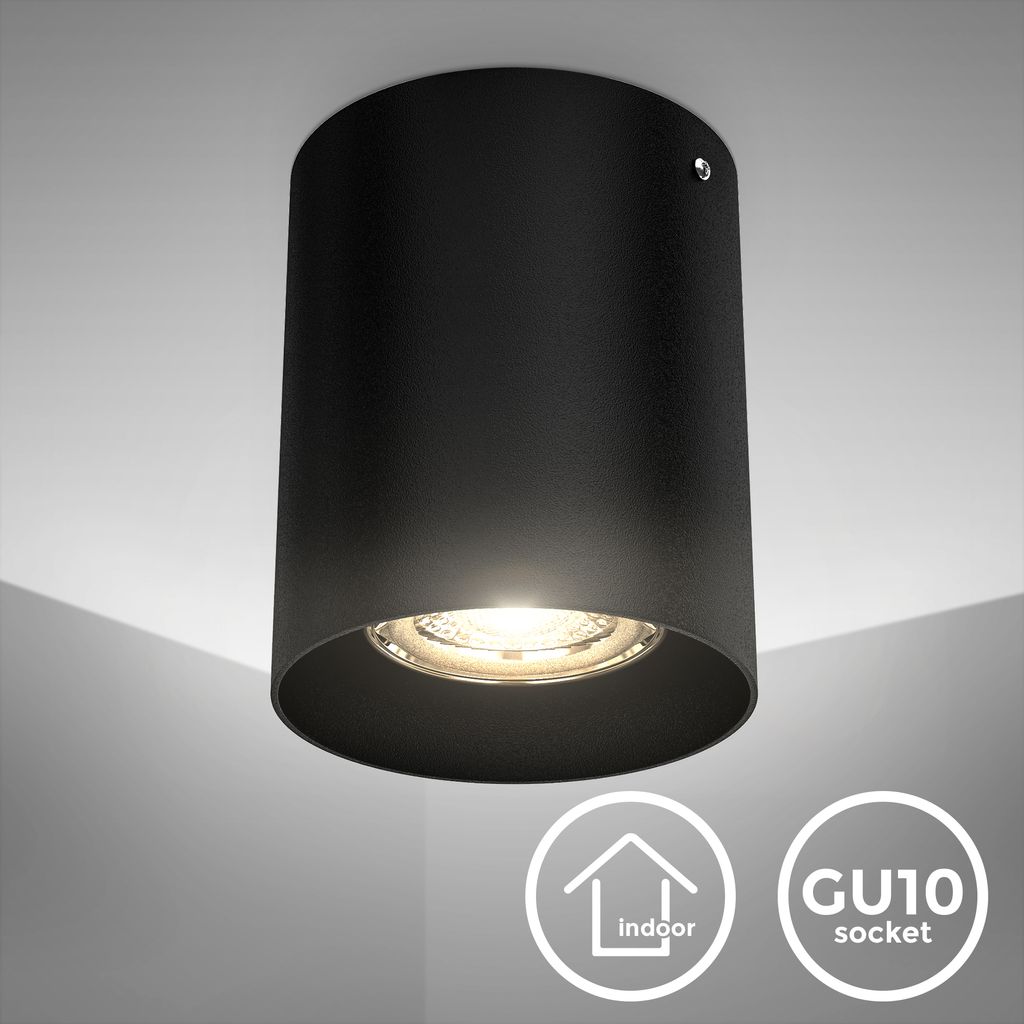Deckenleuchte Ø8 cm - GU10 Fassung. runde Form. schwarz 1