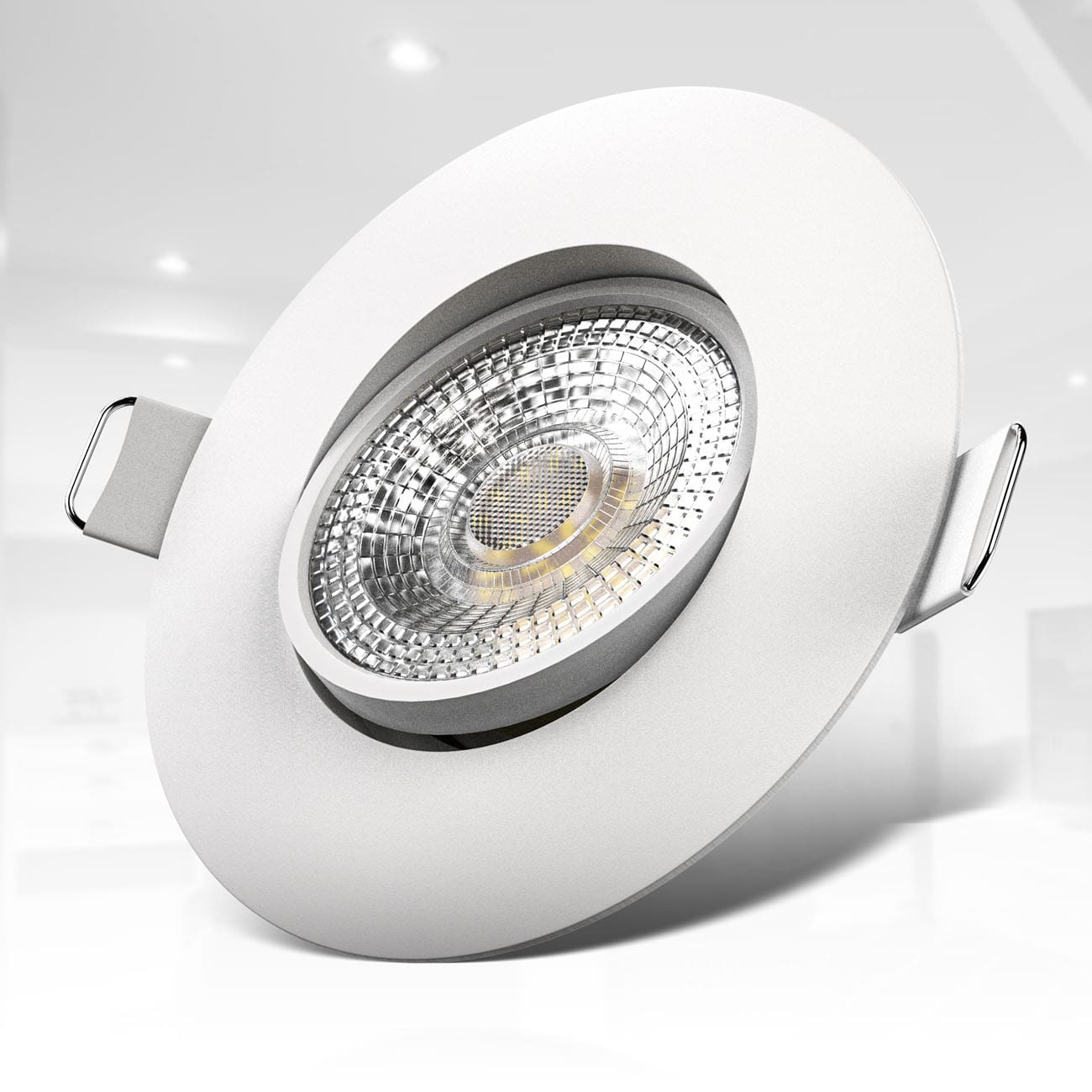 LED Einbaustrahler Ø90mm - 6er SET -  ultra flach 5W 460lm Spots schwenkbar | Weiß - 4