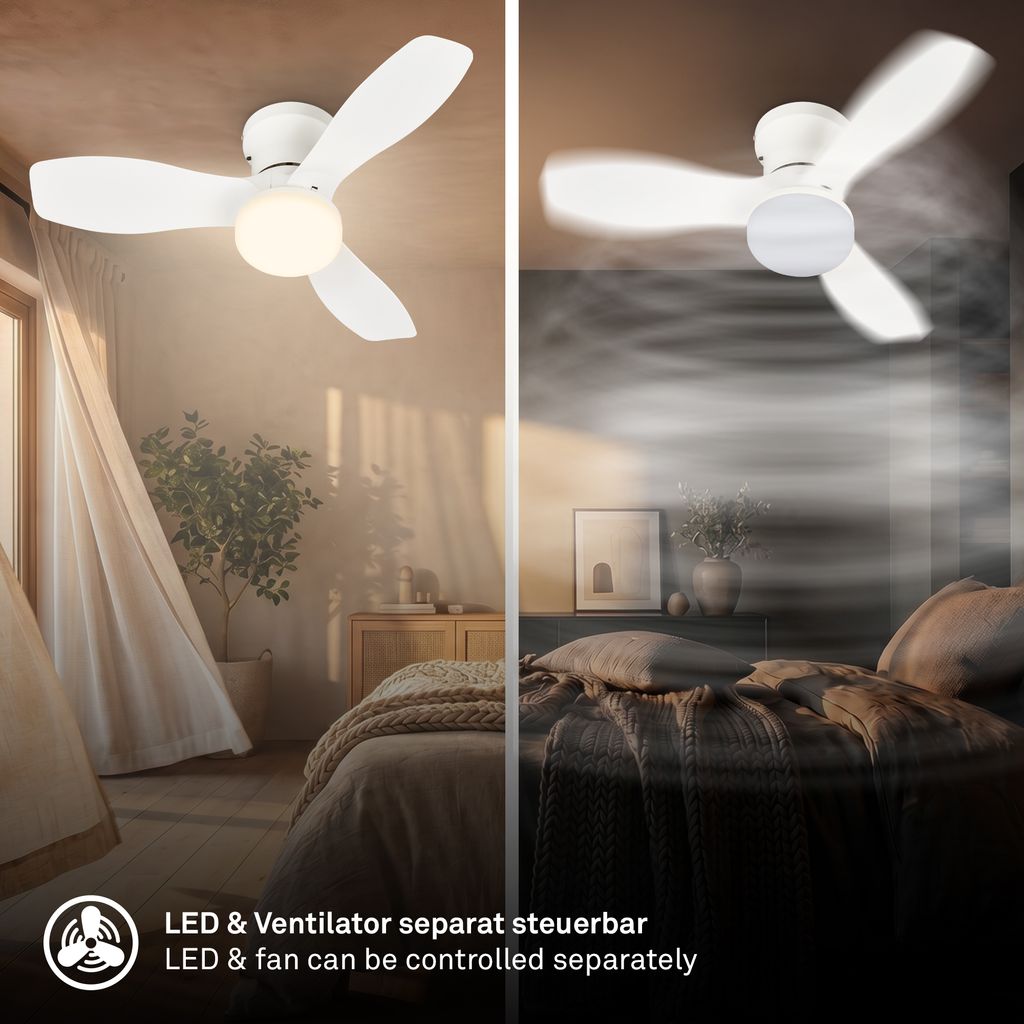 Deckenventilator mit Beleuchtung Fernbedienung Ventilator mit Licht Dimmbar CCT 2