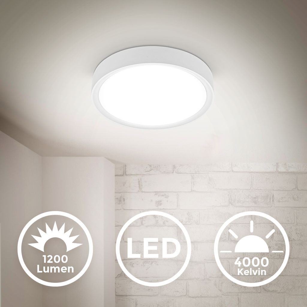 Deckenlampe Ø25 cm - 12W. 1200lm. LED. neutralweiß. weiß 1