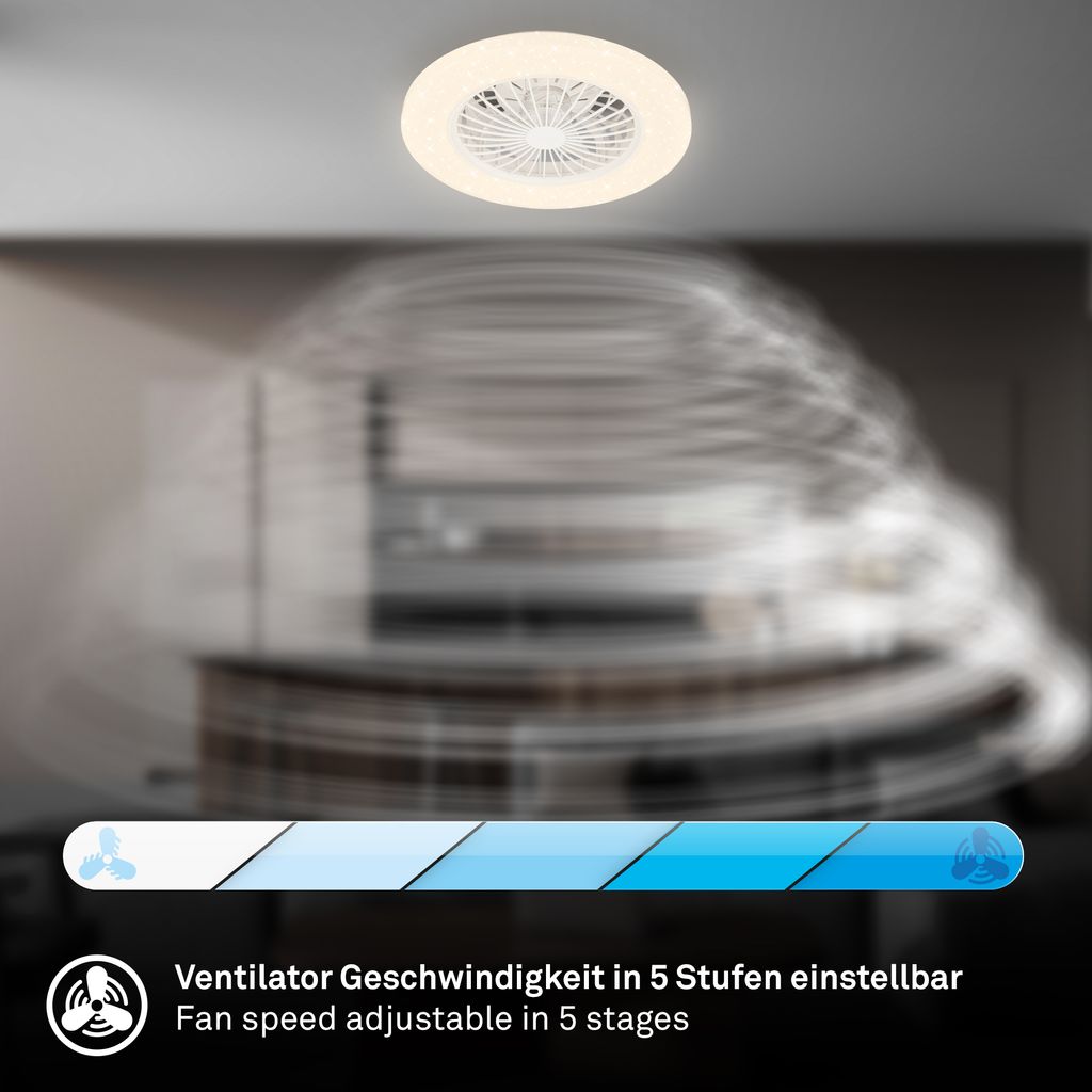 LED Deckenlampe Ventilator Deckenventilator Dimmbar Fernbedienung CCT RGB 48.5cm 5