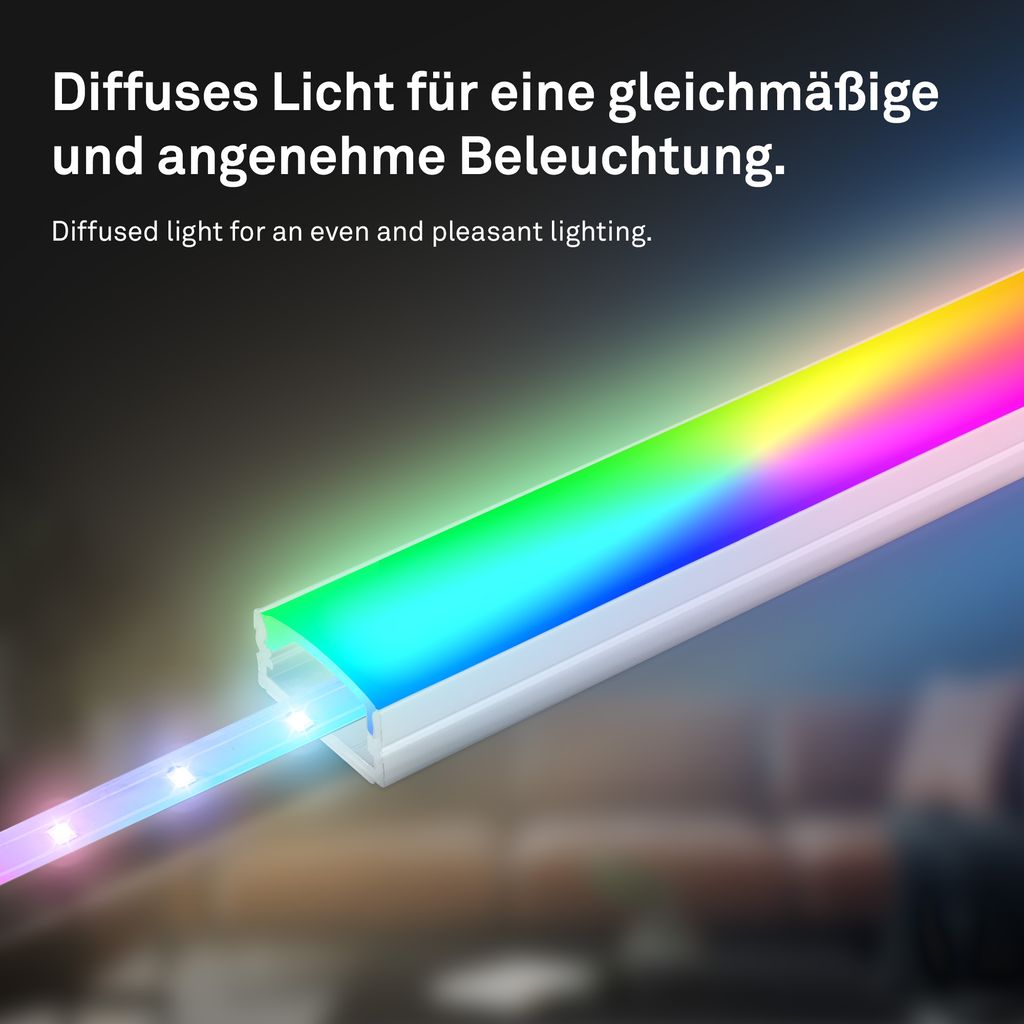 Pimp Your Stripe LED Strip 2m. RGBW mit FB + Alu-Profil silber 1