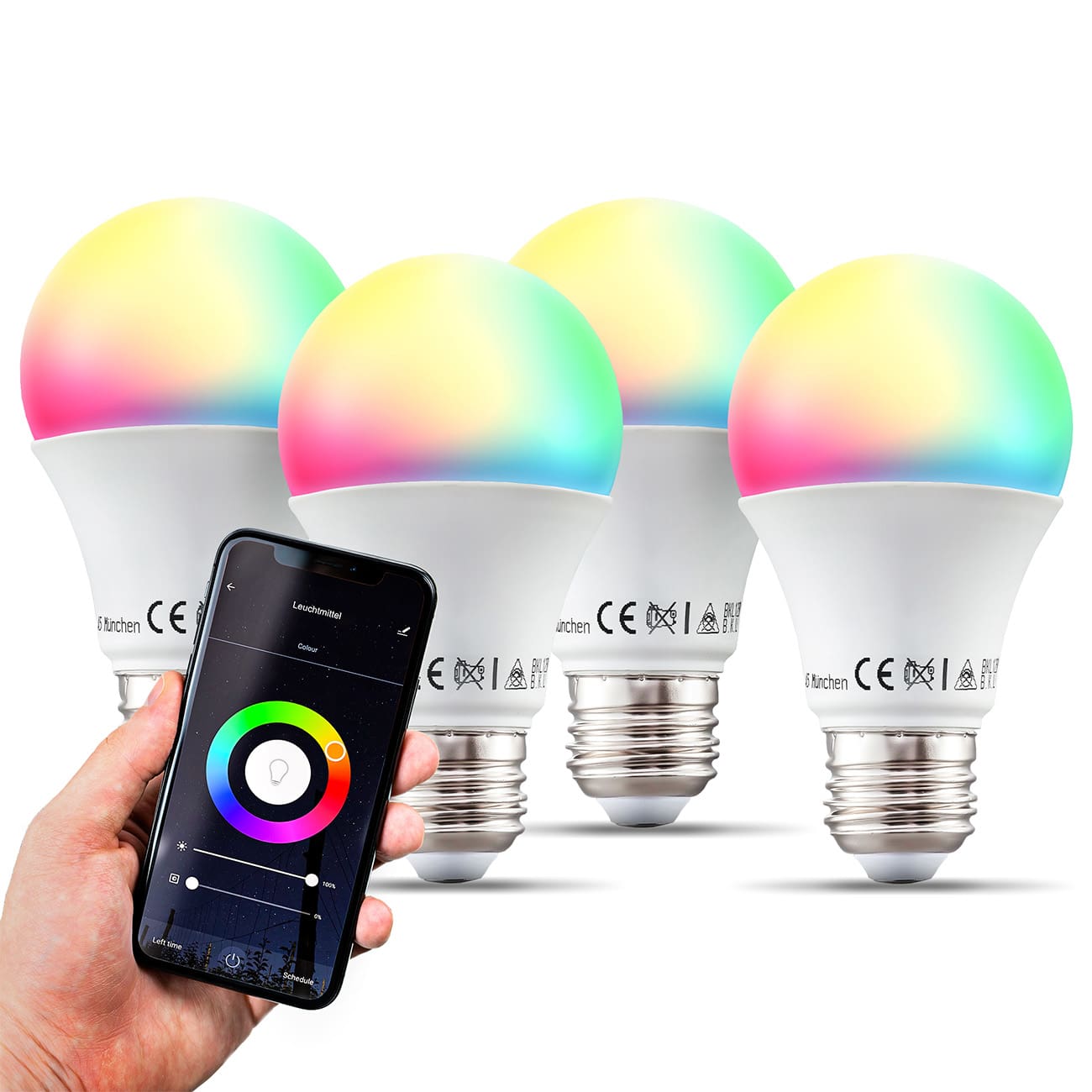 WiFi LED Leuchtmittel RGB + CCT E27 9W | 4er Set - 3