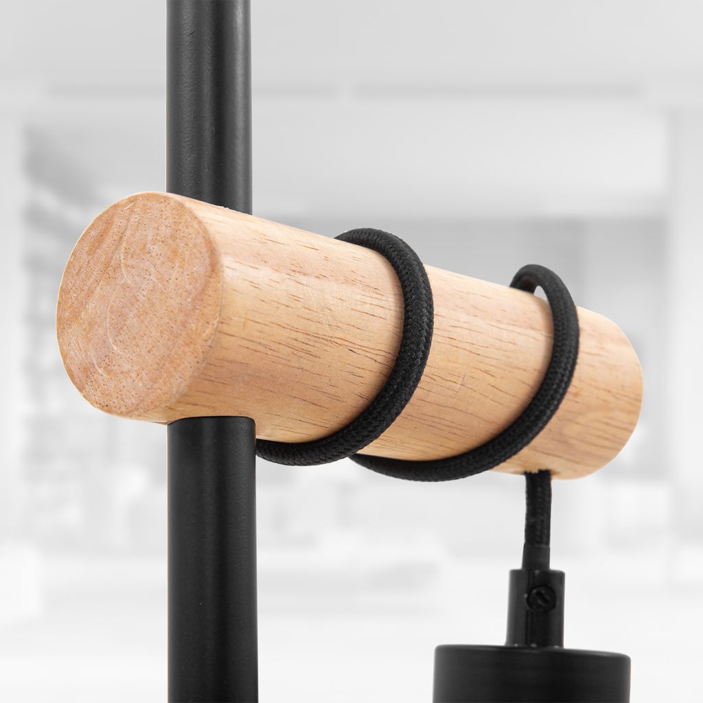 Nachttischlampe - mit Schalter. retro. max. 10W. 1-flammig. E27 Fassung. schwarz-holz 5