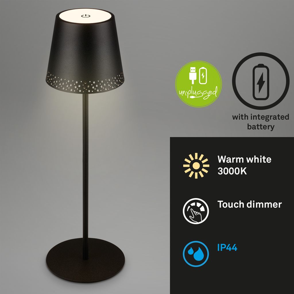 LED Akku-Tischleuchte 38 cm 2.6W 280lm schwarz 1