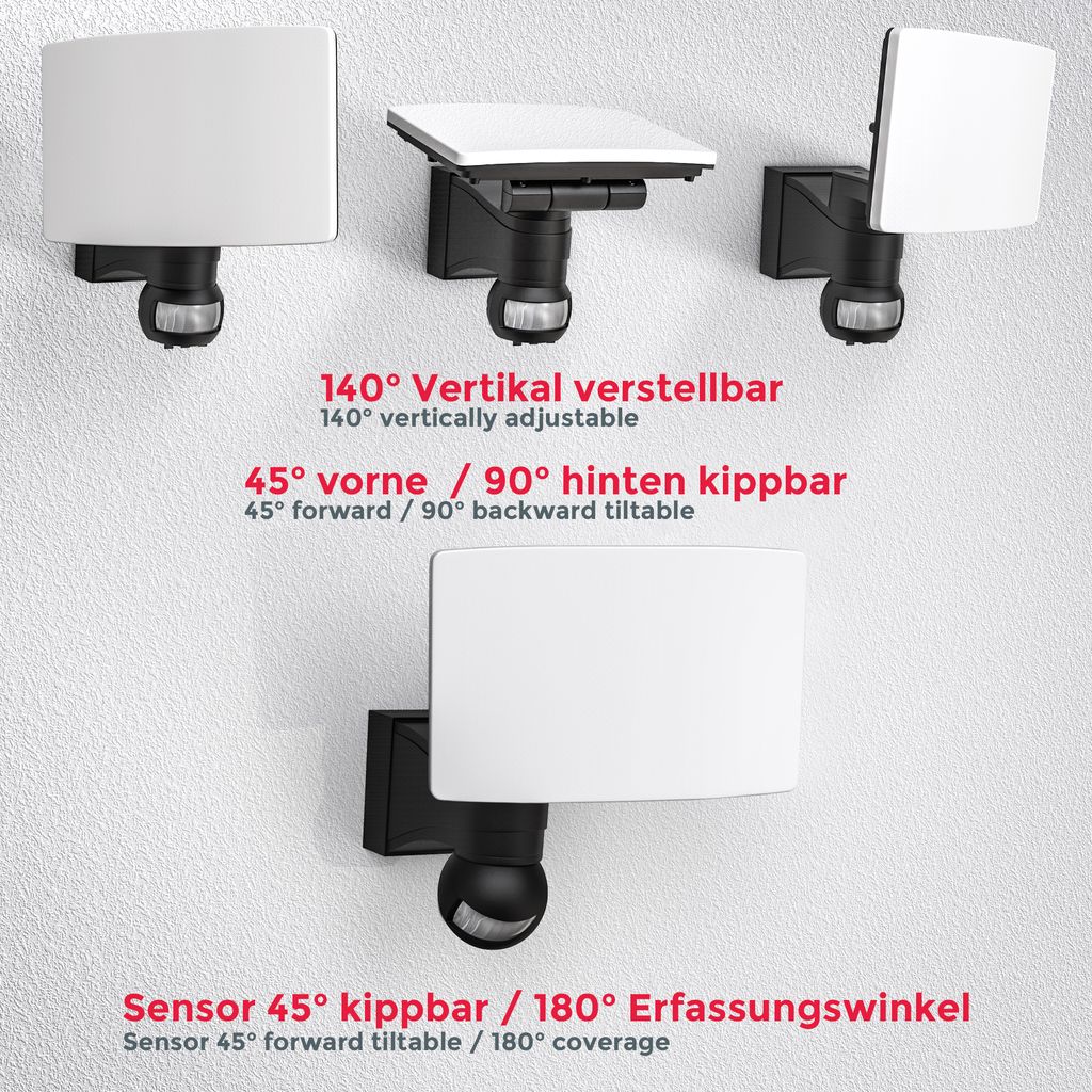 Außenstrahler - 20W. 2300lm. IP44. LED. mit Bewegungsmelder. neutralweiß. schwarz 8