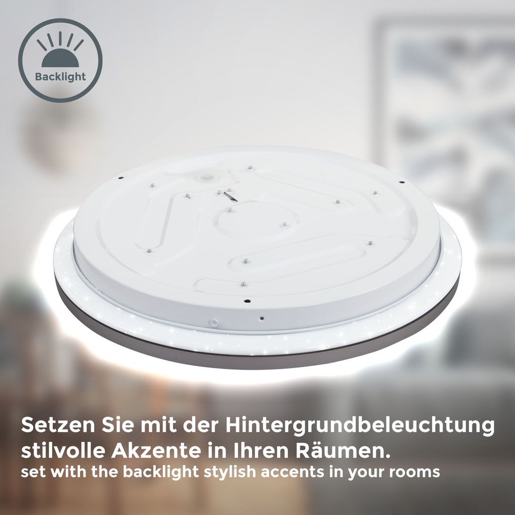 Deckenlampe Ø28 cm - 18W. 2000lm. LED. Sternenhimmel. neutralweiß. silberfarbig 5