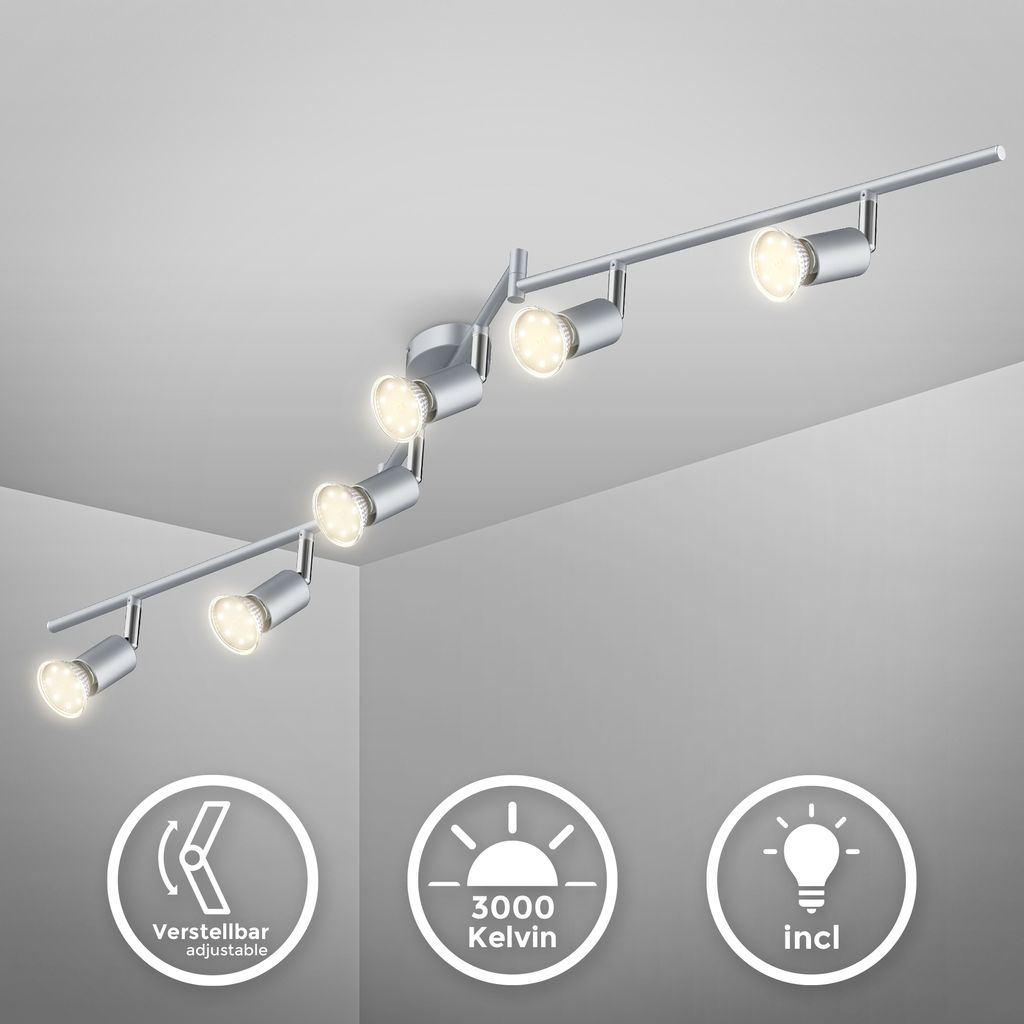Deckenstrahler - 17.4W. 1560lm. LED. schwenkbar. GU10. warmweiß. silberfarbig 1