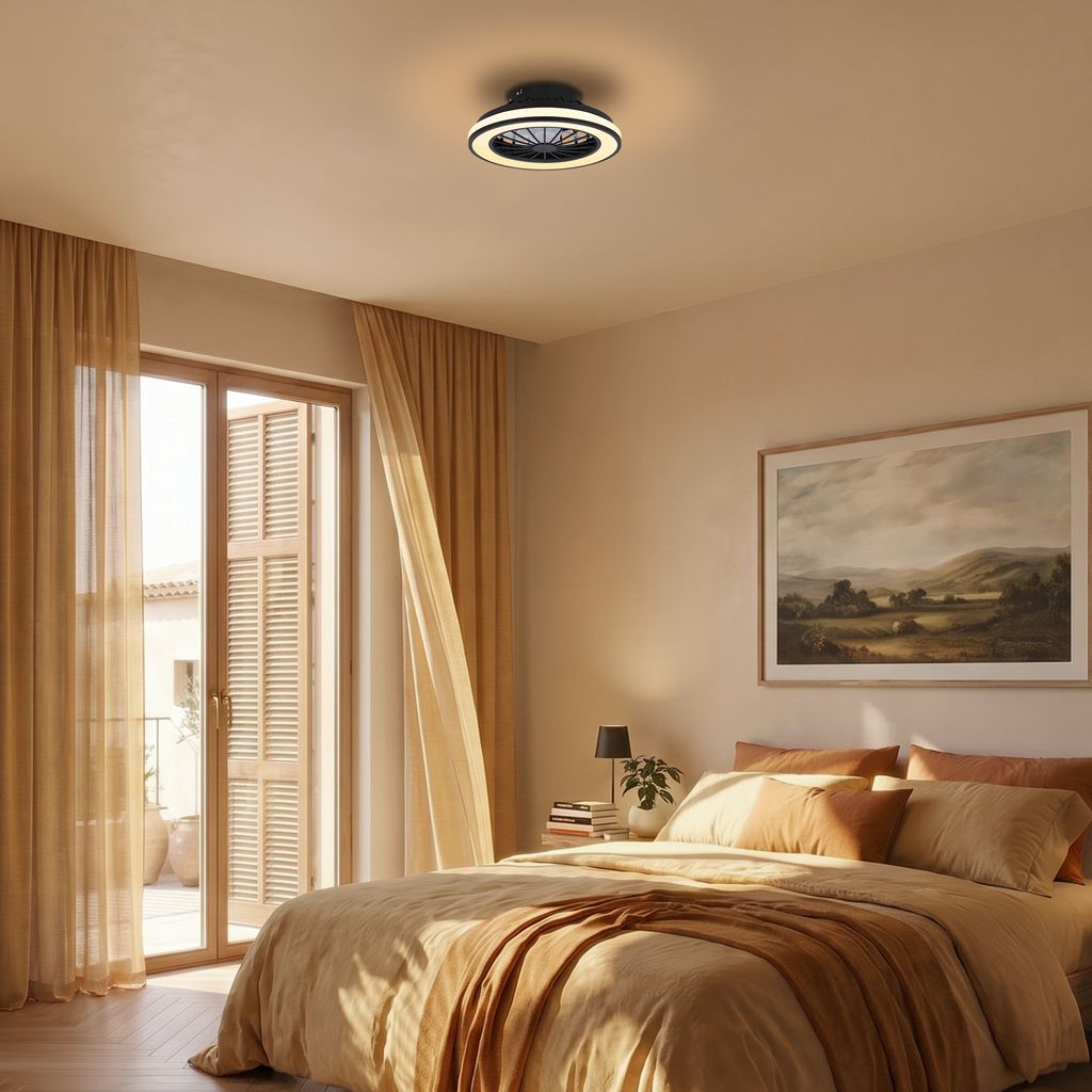 Venturo Deckenventilator mit Beleuchtung - 24W, 2600lm, 5 Geschwindkeiten, CCT, Dimmbar, Schwarz