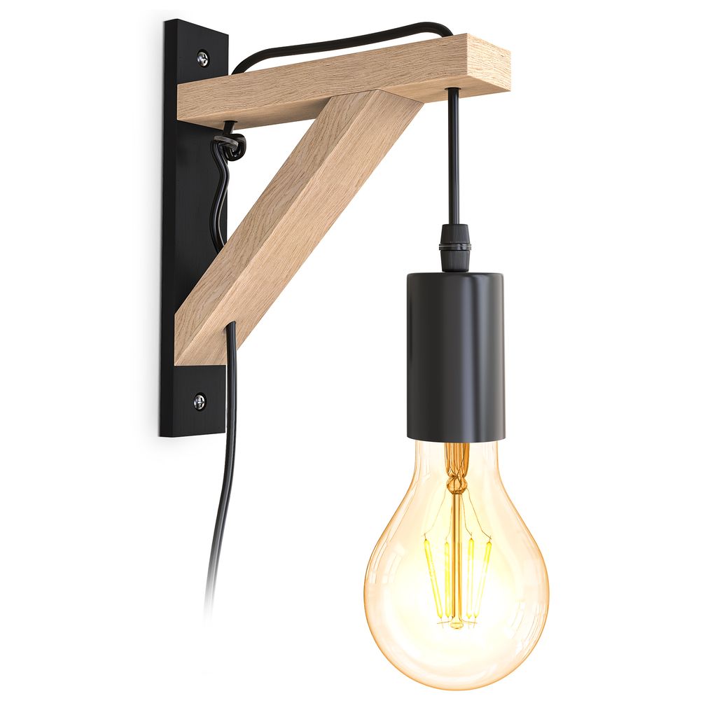 Wandleuchte - retro. schalter. mit Stecker. E27 Fassung. schwarz 6
