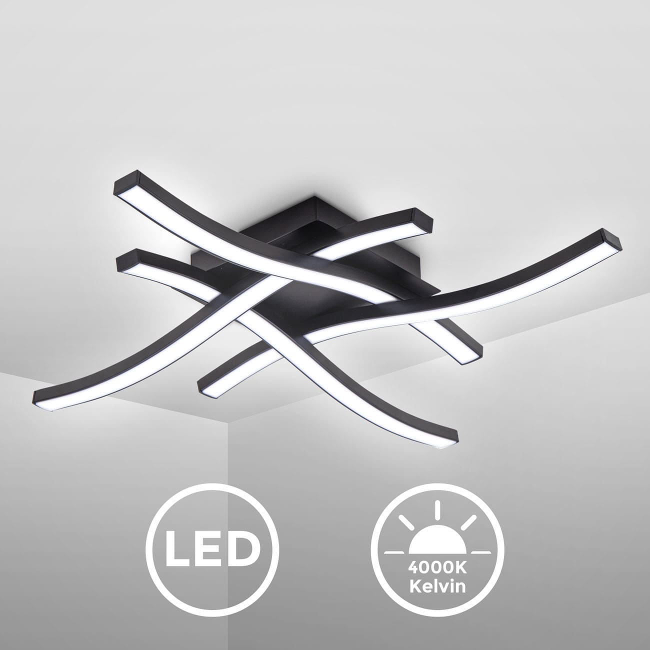 LED Design Deckenleuchte mit 4 LED Leuchtstäben - 3