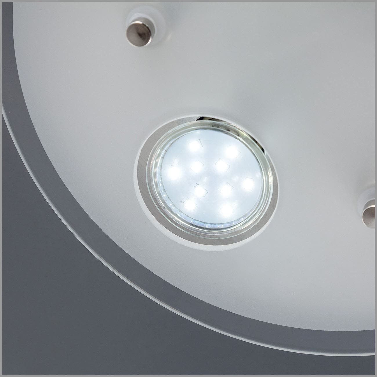 LED Deckenleuchte rund 25x7 cm - 3-flammig - moderne Deckenlampe Glas Metall GU10 9W 750lm warmweiß | Matt-Nickel - 6