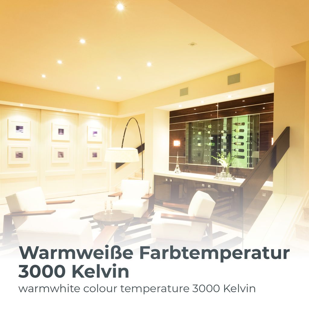 Einbauspot 68mm 5er Set - 230V. 5.5W. 470lm. LED. dimmbar. warmweiß. matt-nickel 8