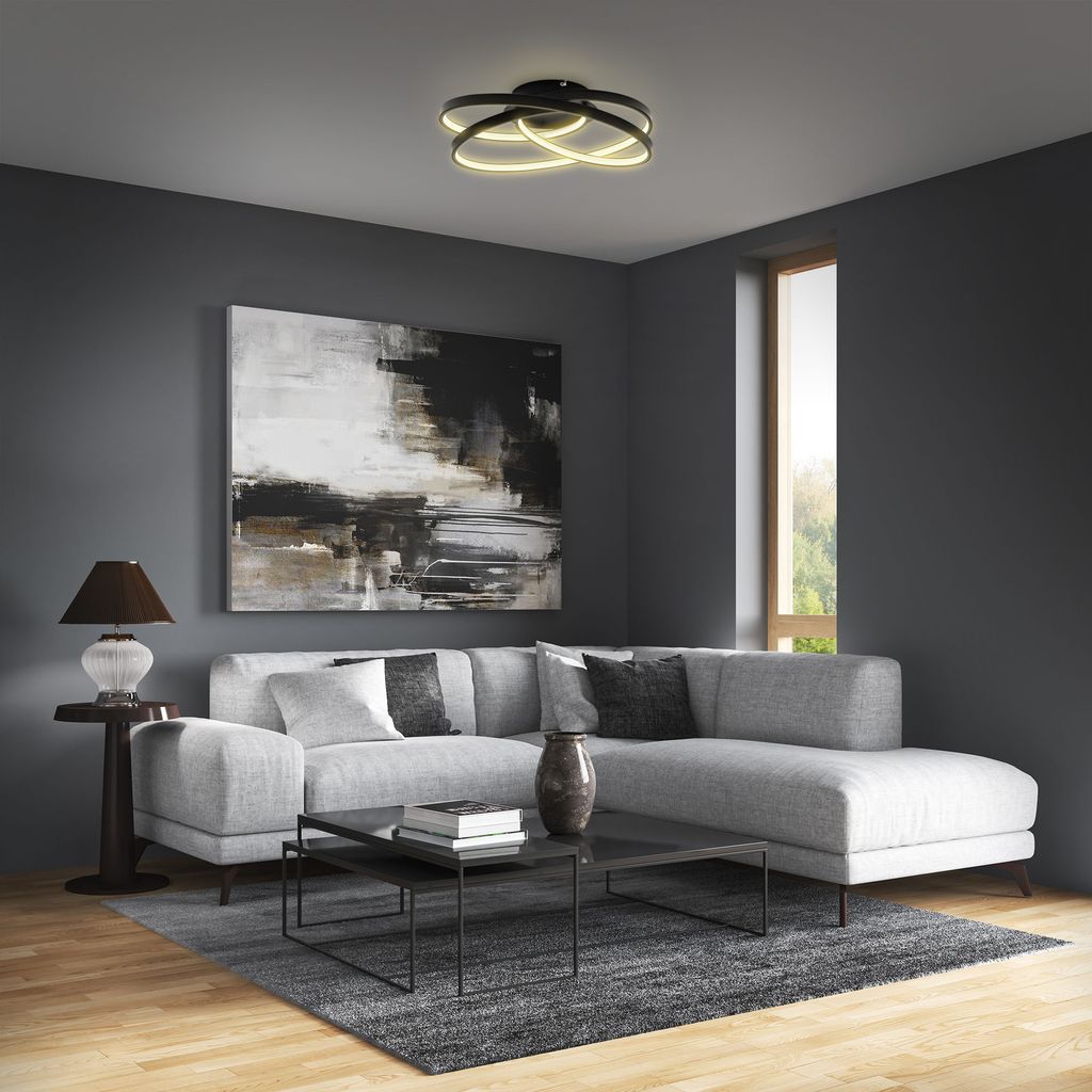 Deckenlampe 39x39.5 cm - 35W. 4600lm. LED. warmweiß. schwarz 6