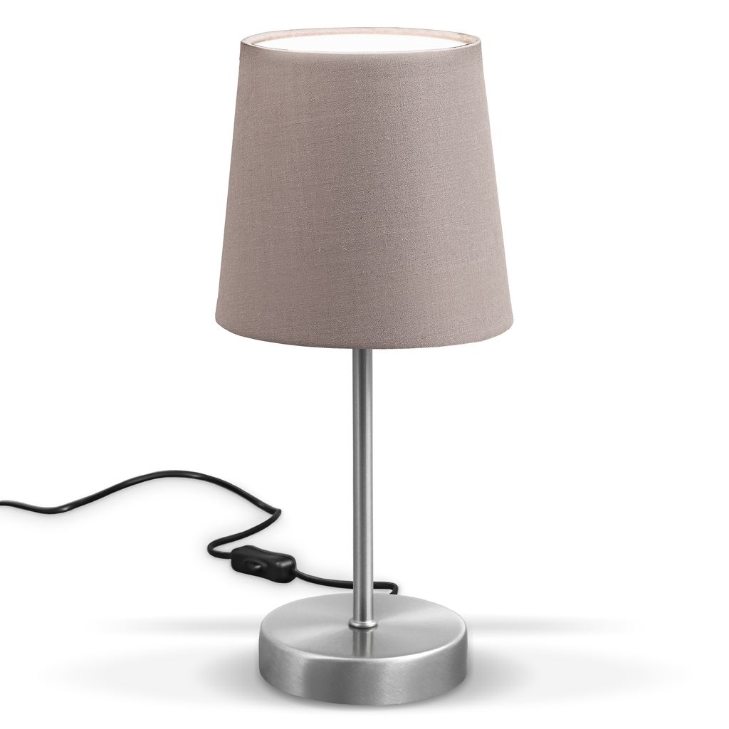Nachttischlampe - mit Schalter. Stoff. max. 25W. E14 Fassung. taupe 10