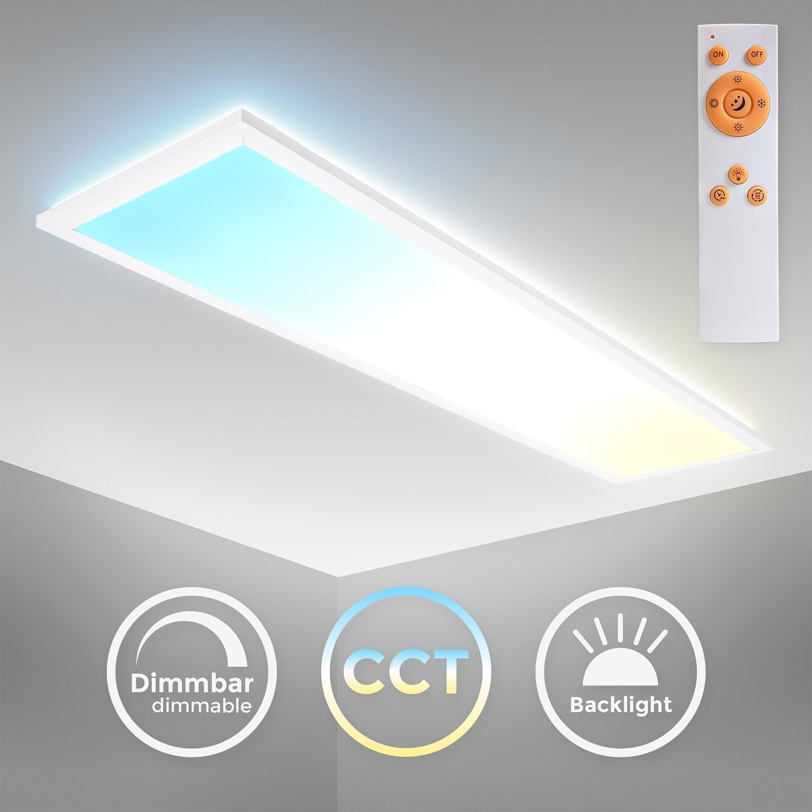 LED Panel CCT, 100x25cm, Backlight, weiß, dimmbar, Fernbedienung - 1