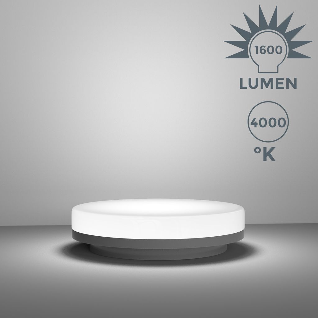 Deckenleuchte Ø22 cm - 13W. 1600lm. LED. IP54. neutralweiß. weiß 5