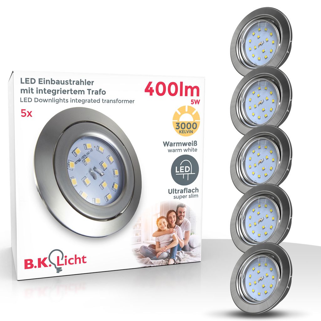 Einbauspot 68mm 5er Set - 230V. 4.8W. 400lm. LED. warmweiß. matt-nickel 1
