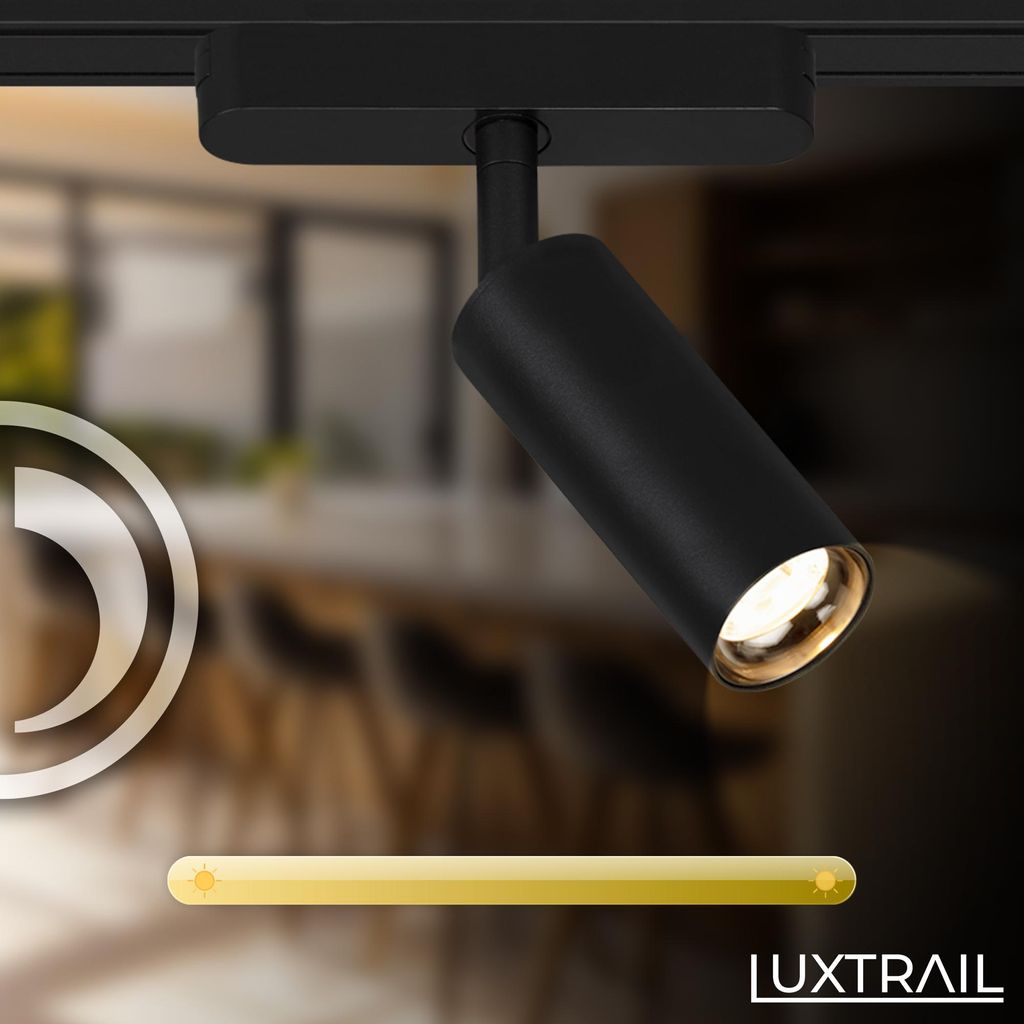 NV Track Schienensystem. Komplettset. 4x LED Tracklight. Schwenkbar. Einspeisung. Schwarz. 2 m 1