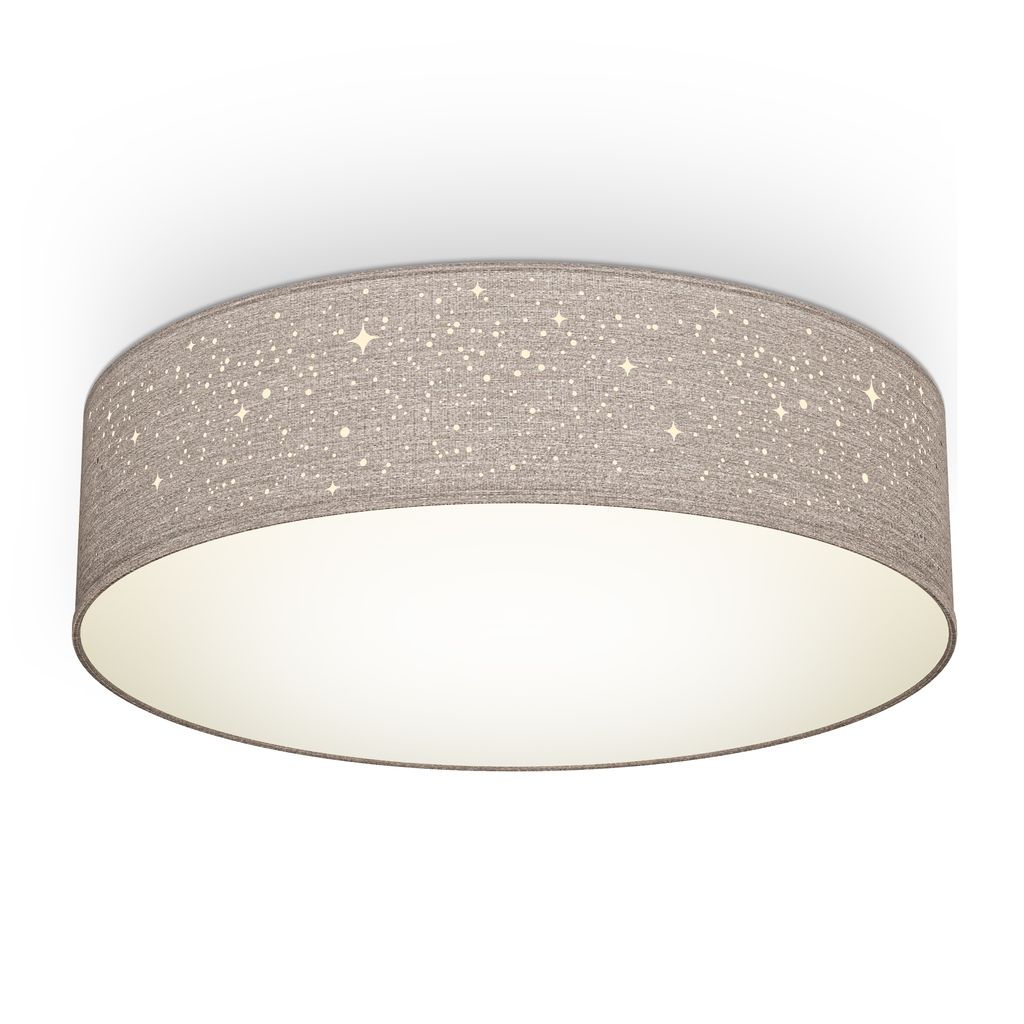 Deckenleuchte Sterndekor Stoff-Lampe Textil Kinderzimmer Schlafzimmer taupe E27 10