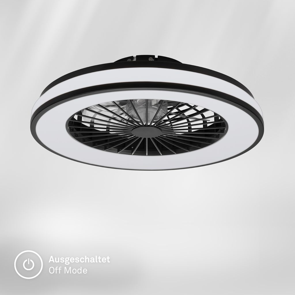 FANTUS LED Deckenleuchte mit Ventilator, 5 Geschwindigkeiten, Fernbedienung, CCT Funktion, Schwarz