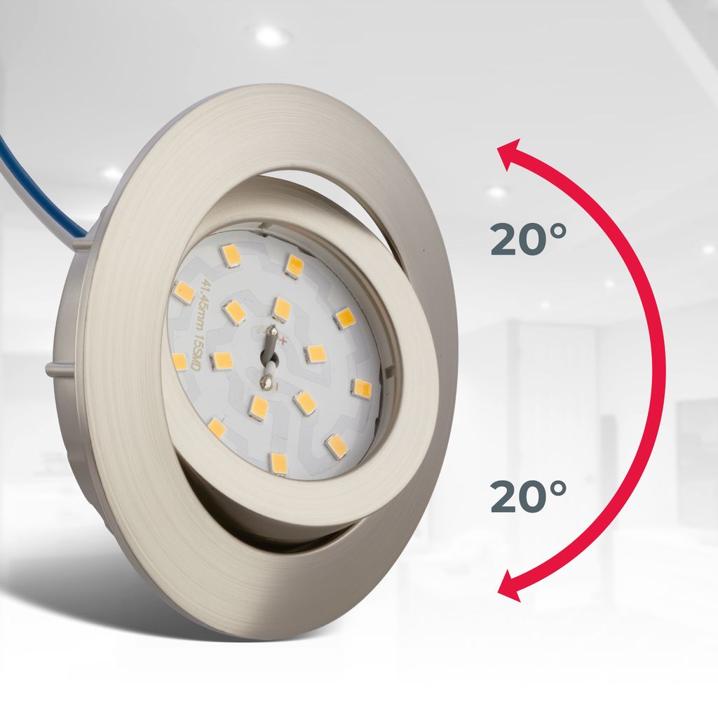 Einbauspot 68mm 5er Set - 230V. 5.5W. 470lm. LED. dimmbar. warmweiß. matt-nickel 6