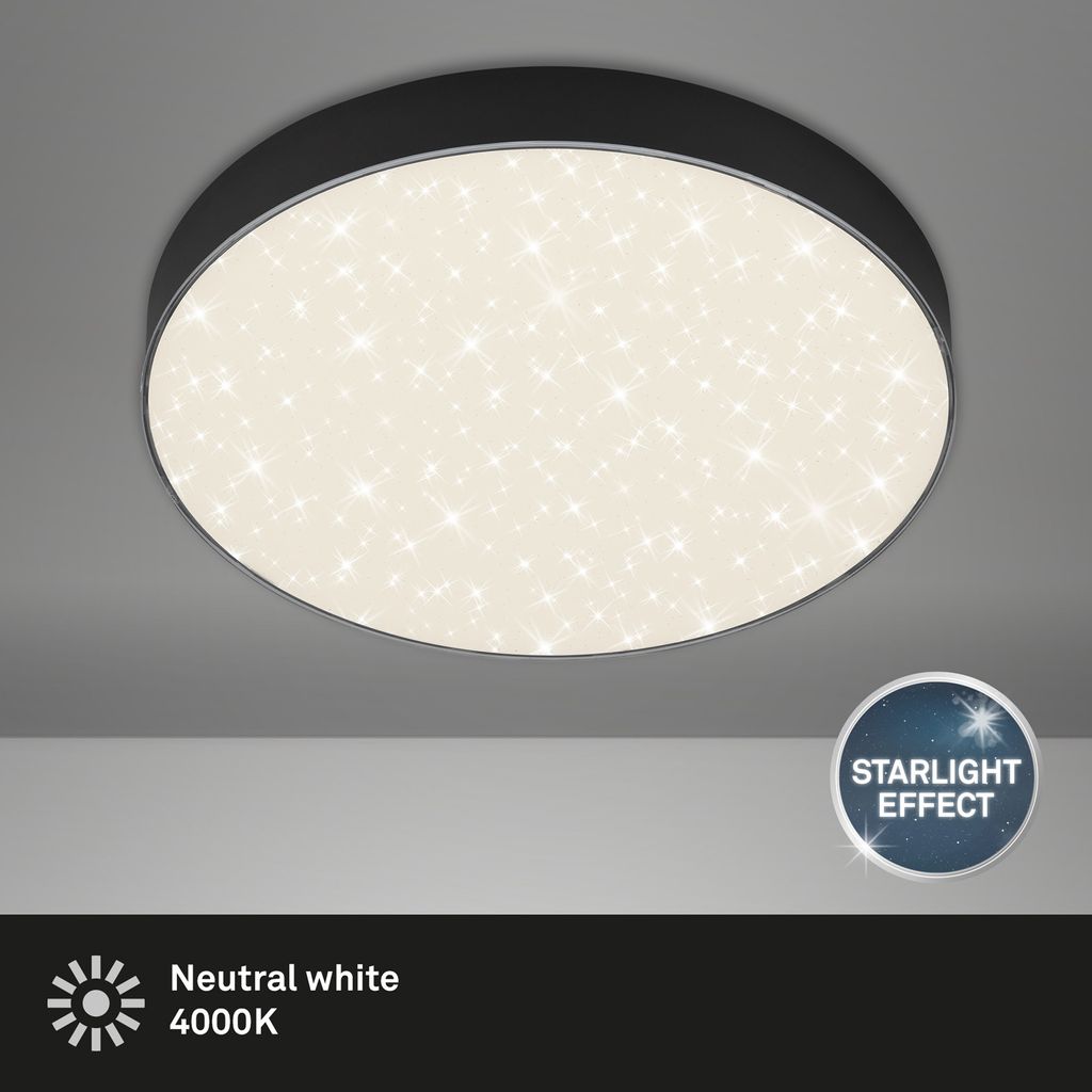LED Aufbauleuchte rahmenlos Sternenhimmel 21 W schwarz Metall Ø28.7cm Briloner 2