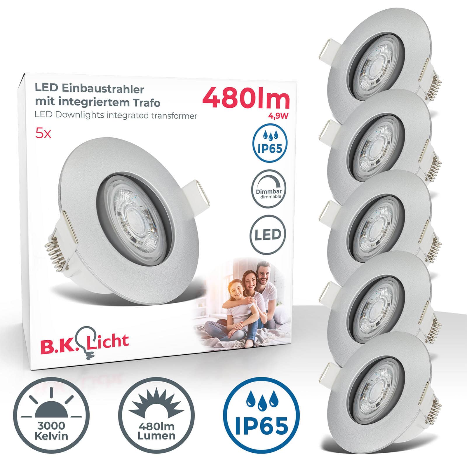 B.K.Licht 3x LED Bad-Einbaustrahler BKL1275 IP44