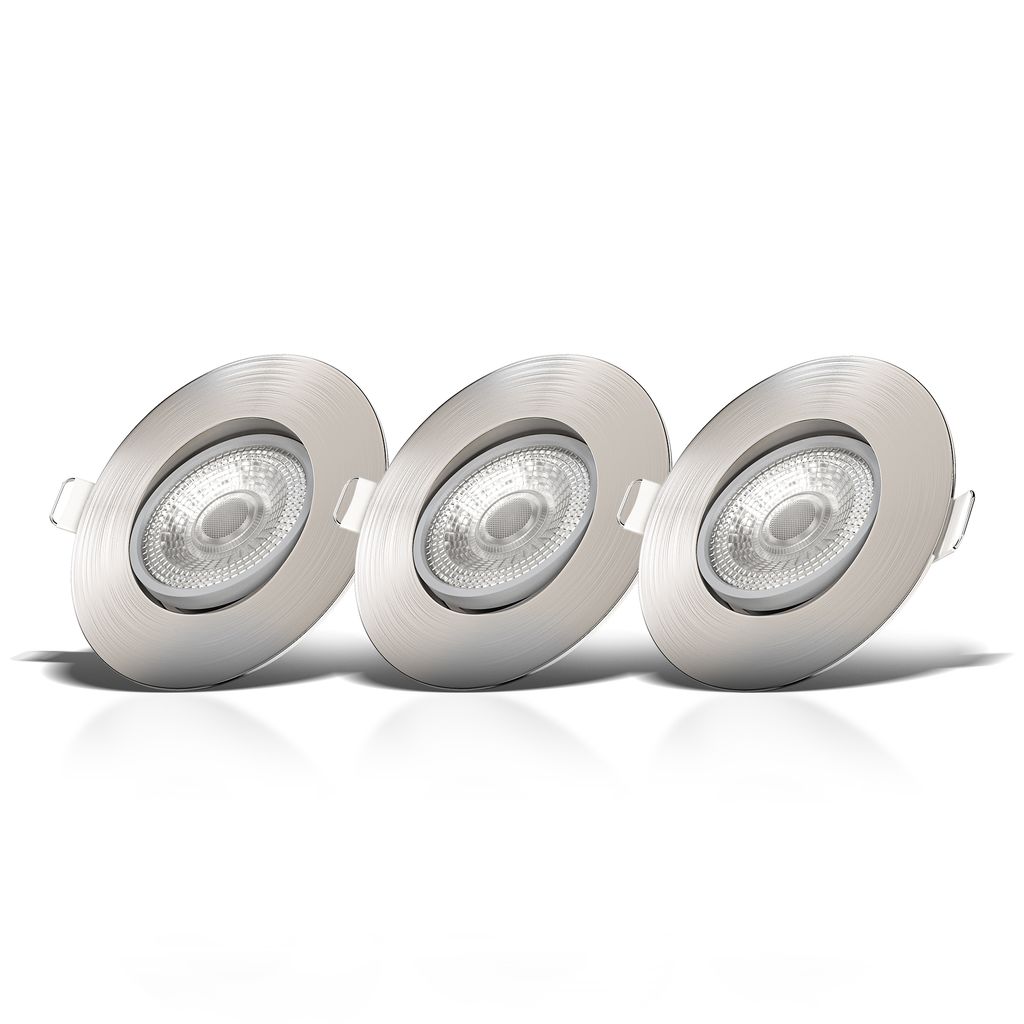 Einbaustrahler 68mm 3er Set - 230V. 4.9W. 480lm. LED. warmweiß. matt-nickel 10