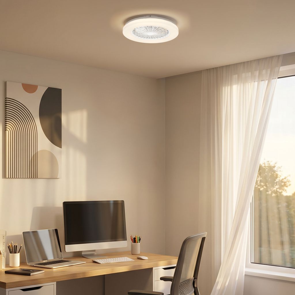 FANTI LED Deckenleuchte mit Ventilator, 5 Geschwindigkeiten, Fernbedienung, CCT Funktion, Weiß