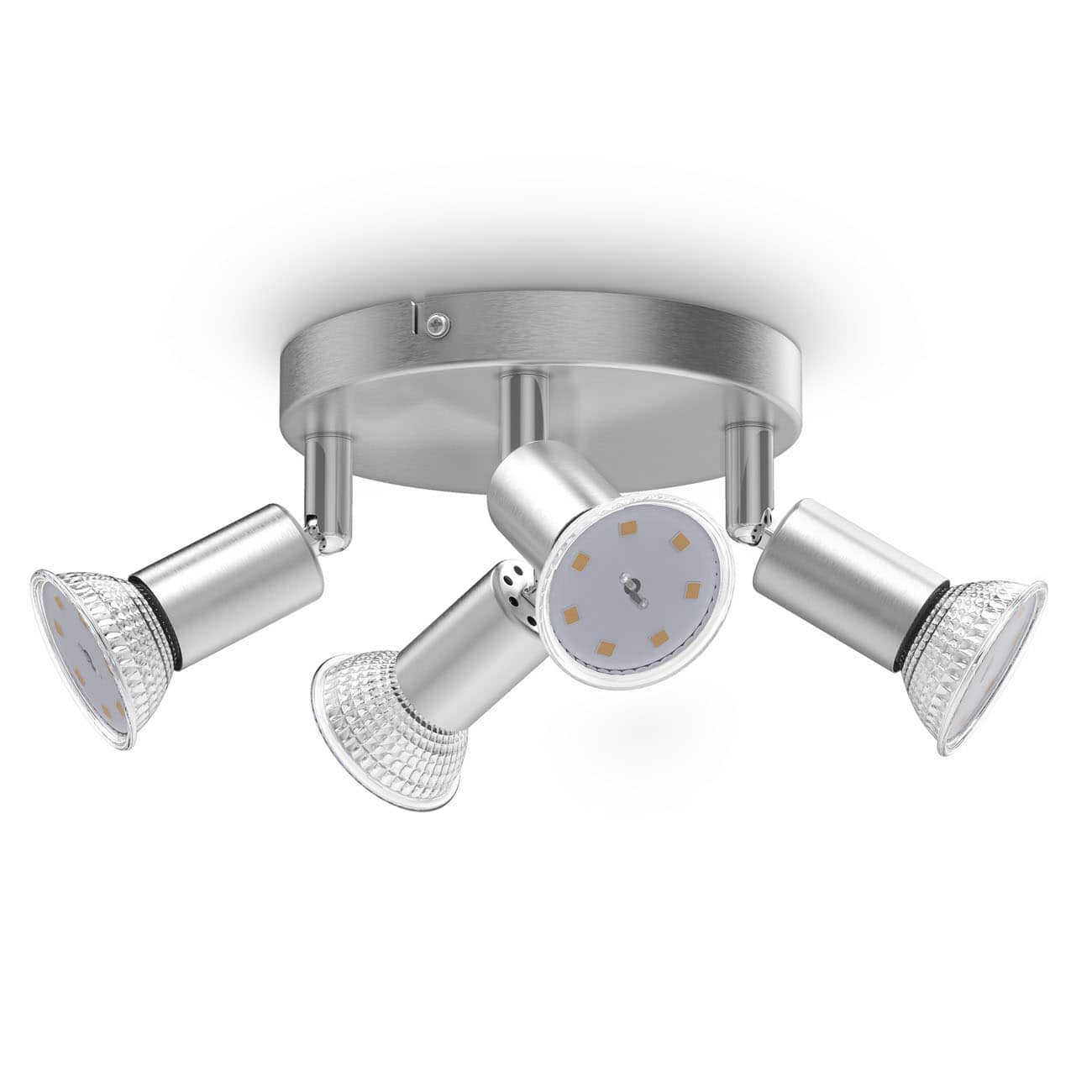 LED Deckenspot 78x18cm - 4-flammig - Deckenleuchte GU10 12W 1000lm Spots dreh- & schwenkbar warmweiß | Matt-Nickel - 1