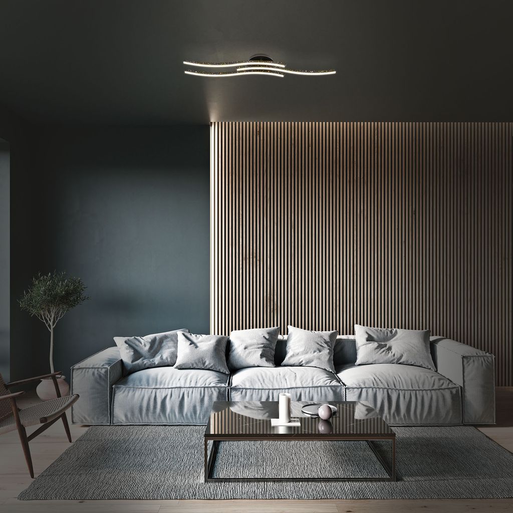 Briloner Leuchten REY - Wand-& Deckenleuchte - 3718035 - Glitzereffekt durch Laserlochoptik - 19W ? 2100 lm - Warmweiß 3000K - 80.5 x 15 x 10 cm 4