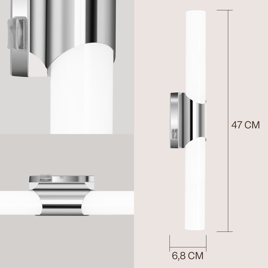 Kave LED Spiegelleuchte - 11W, 1.300lm, Neutralweiß, IP44, Chrom