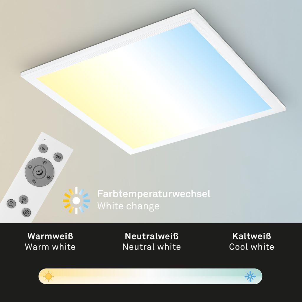 LED Panel CCT Deckenleuchte Deckenpanel Fernbedienung dimmbar 38x38cm  Briloner 3