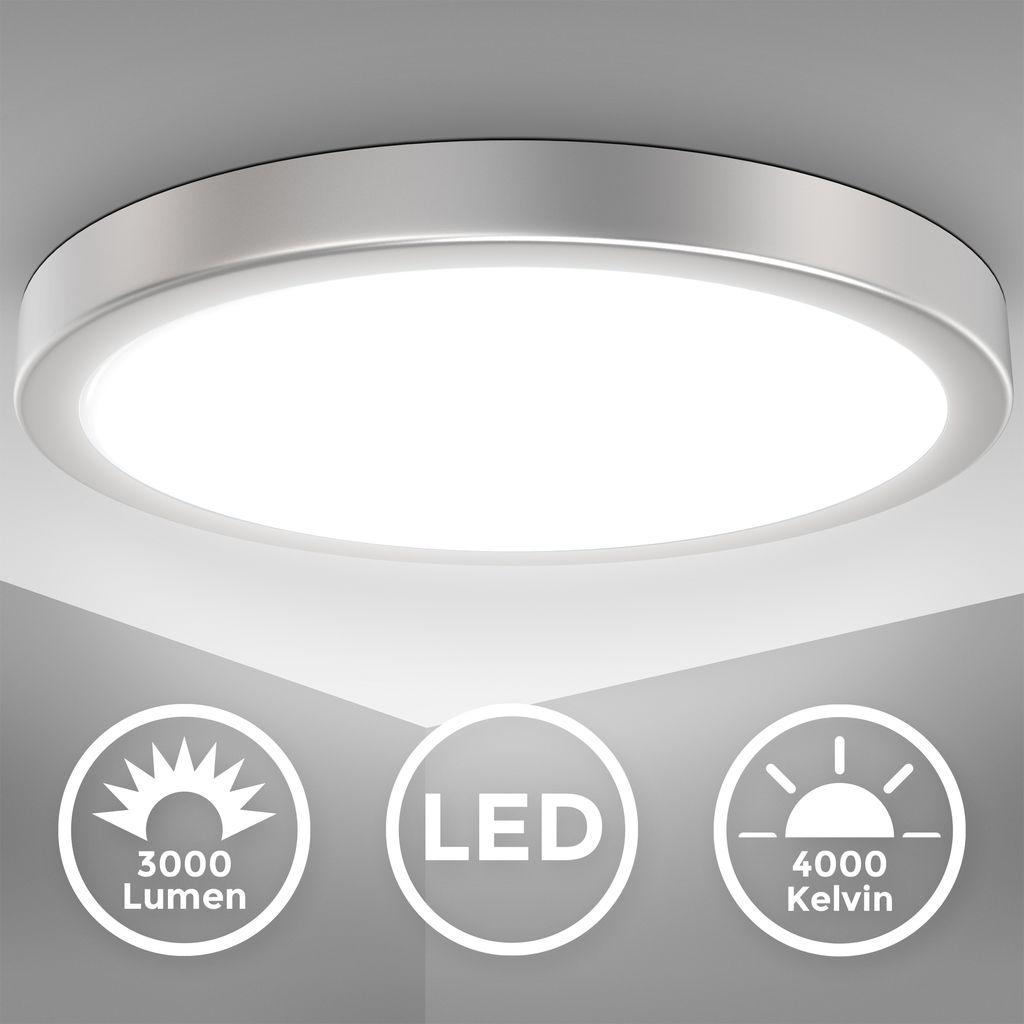 Deckenlampe Ø38 cm - 24W. 3000lm. LED. neutralweiß. silberfarbig 1
