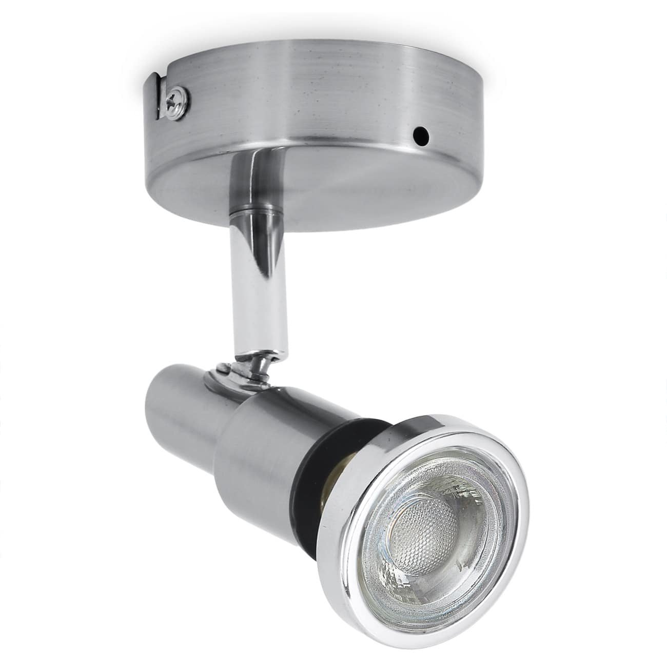 LED Deckenspot 8x10cm - 1-flammig - Bad Deckenleuchte IP44 GU10 5W 400lm Spot dreh- & schwenkbar warmweiß | Matt-Nickel Chrom - 1