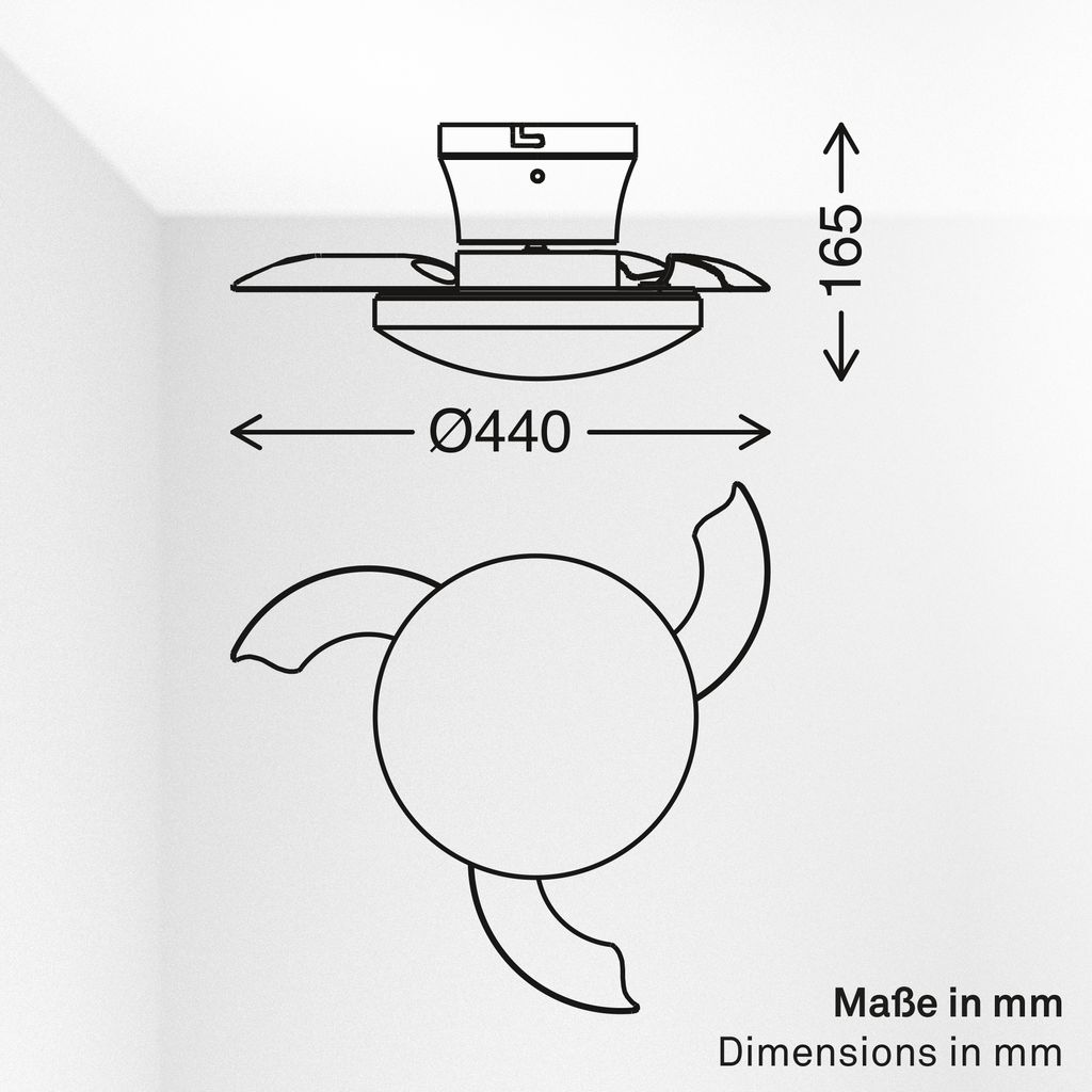 Ravan Deckenventilator mit Beleuchtung - 15W, 1750lm, 3 Geschwindkeiten, CCT, Dimmbar, Weiß