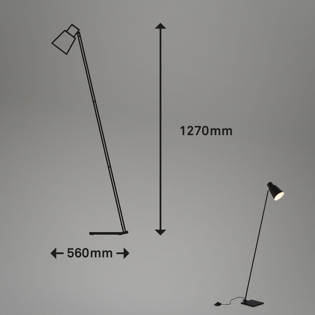 Stehleuchte. 127 cm. 1x E27. max. 10W. schwarz 8