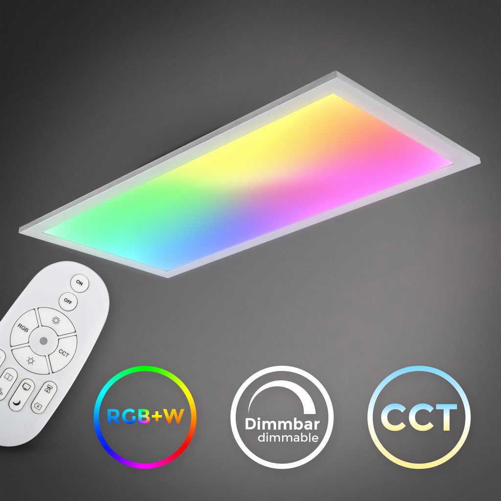 LED Panel 59.5x29.5 cm - 15W. 1300lm. dimmbar. Fernbedienung. CCT. RGB. silberfarbig 1