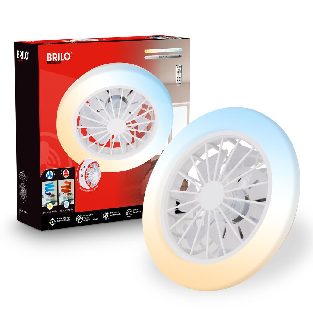 Pafo Deckenventilator mit Beleuchtung - 24W, 2600lm, 5 Geschwindkeiten, CCT, Dimmbar, Weiß