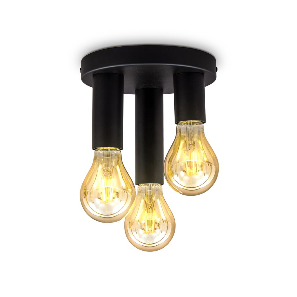 Deckenleuchte Ø19 cm - E27 Fassung. retro. 3-flammig. schwarz 0