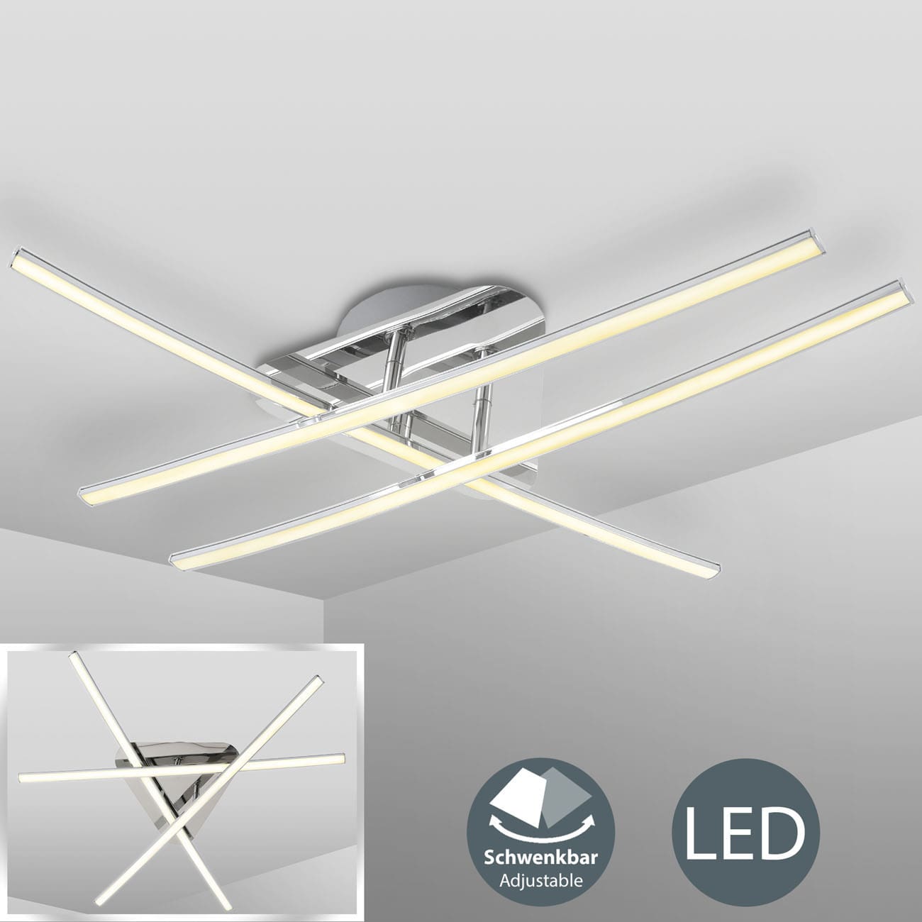 LED Deckenleuchte 3-flammig schwenkbare Leuchtmodule - 3