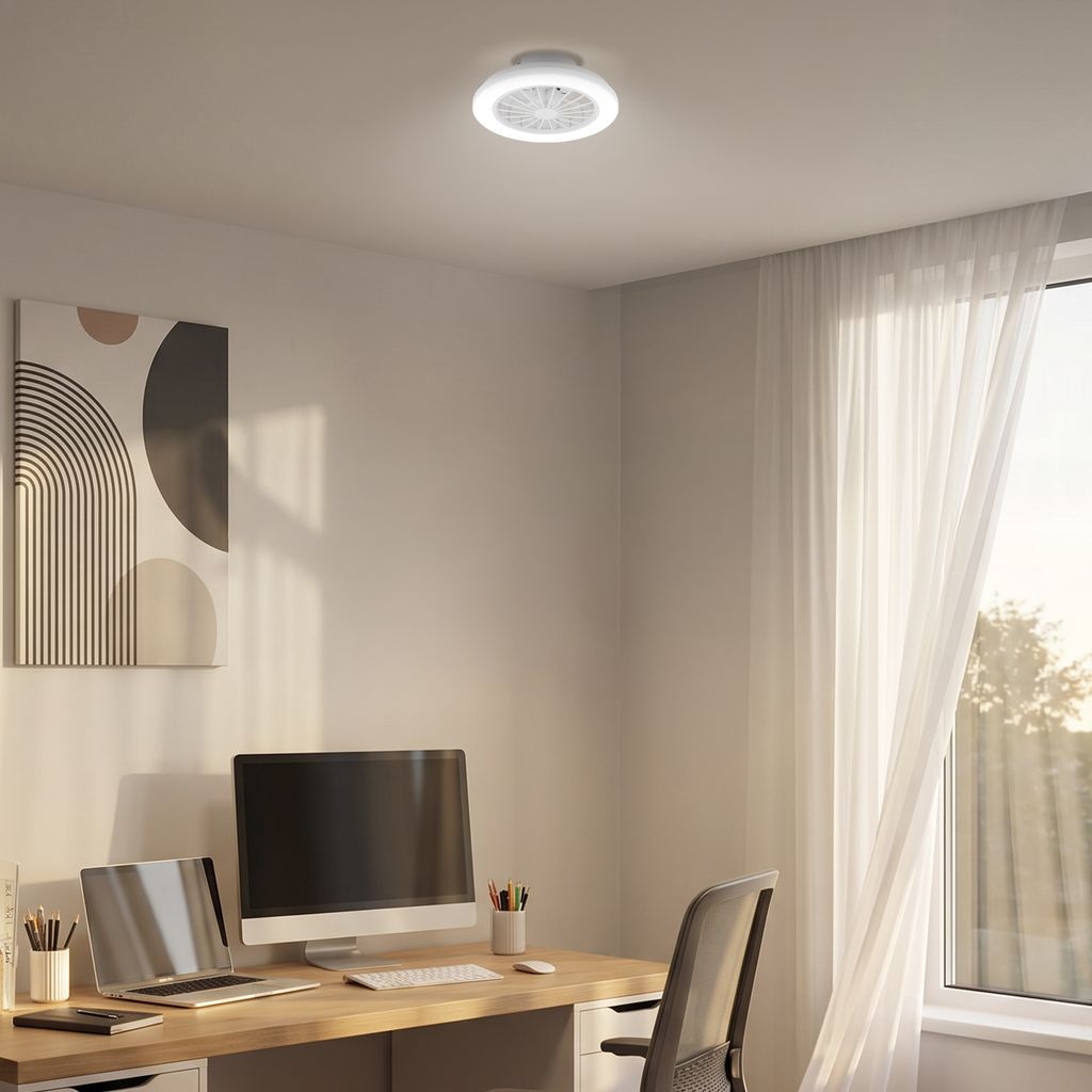 Pafo Deckenventilator mit Beleuchtung - 24W, 2600lm, 5 Geschwindkeiten, CCT, Dimmbar, Weiß