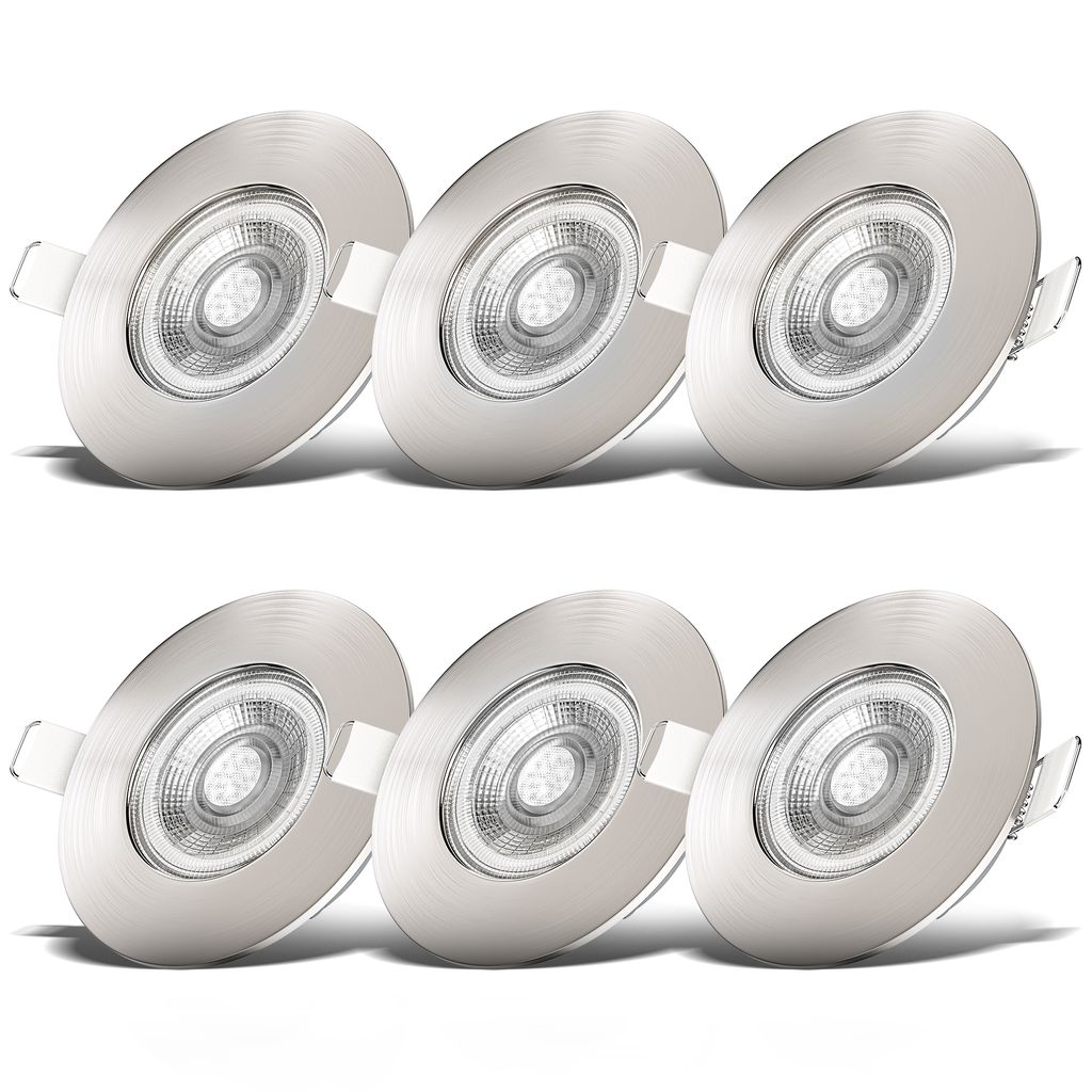 Einbaustrahler 68mm 6er Set - 230V. 4.9W. 480lm. LED. dimmbar. IP44. warmweiß. matt-nickel 12