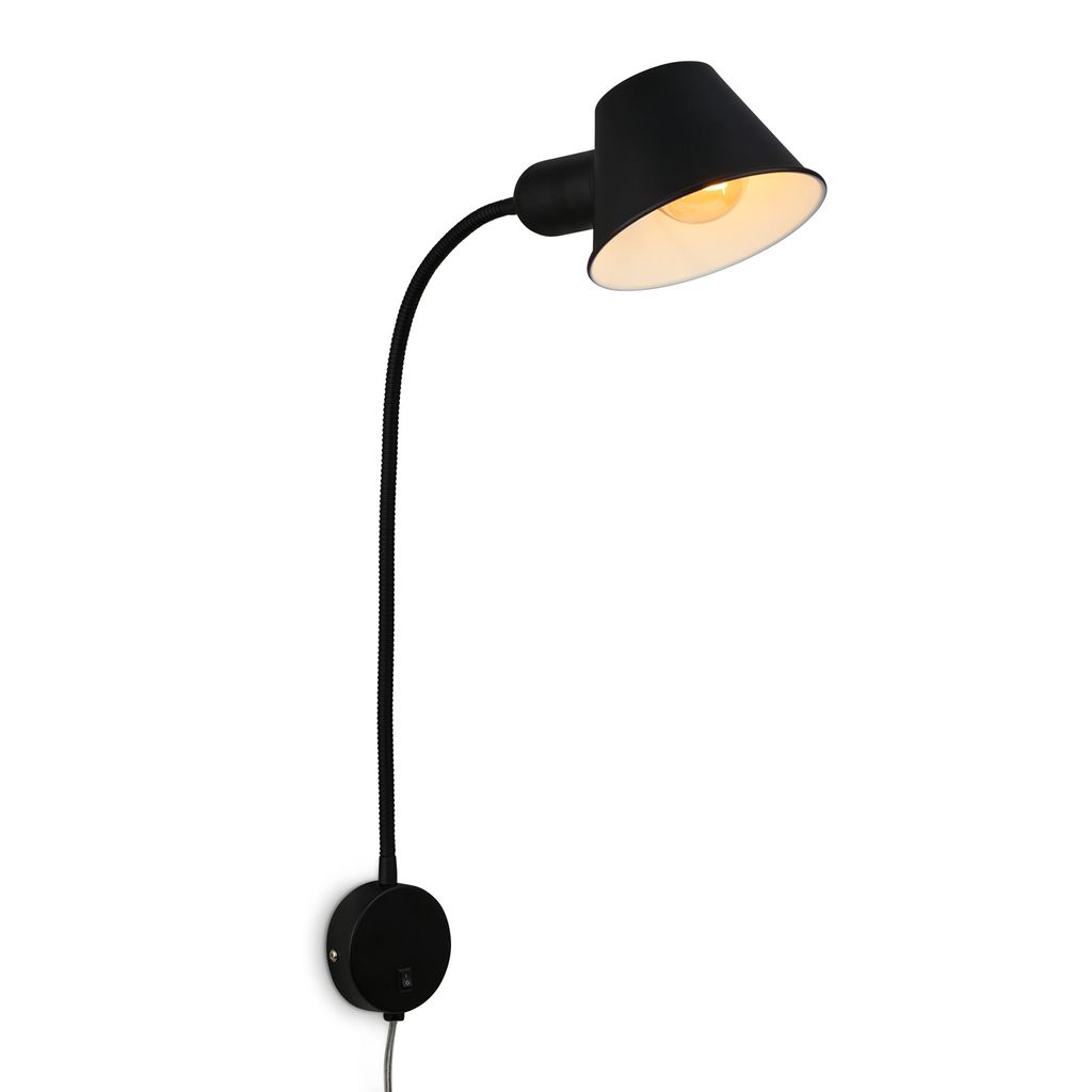 Bettleuchte Bettlampe flexibel Leselampe 1xE27 10W schwarz Schlafzimmer Briloner 1