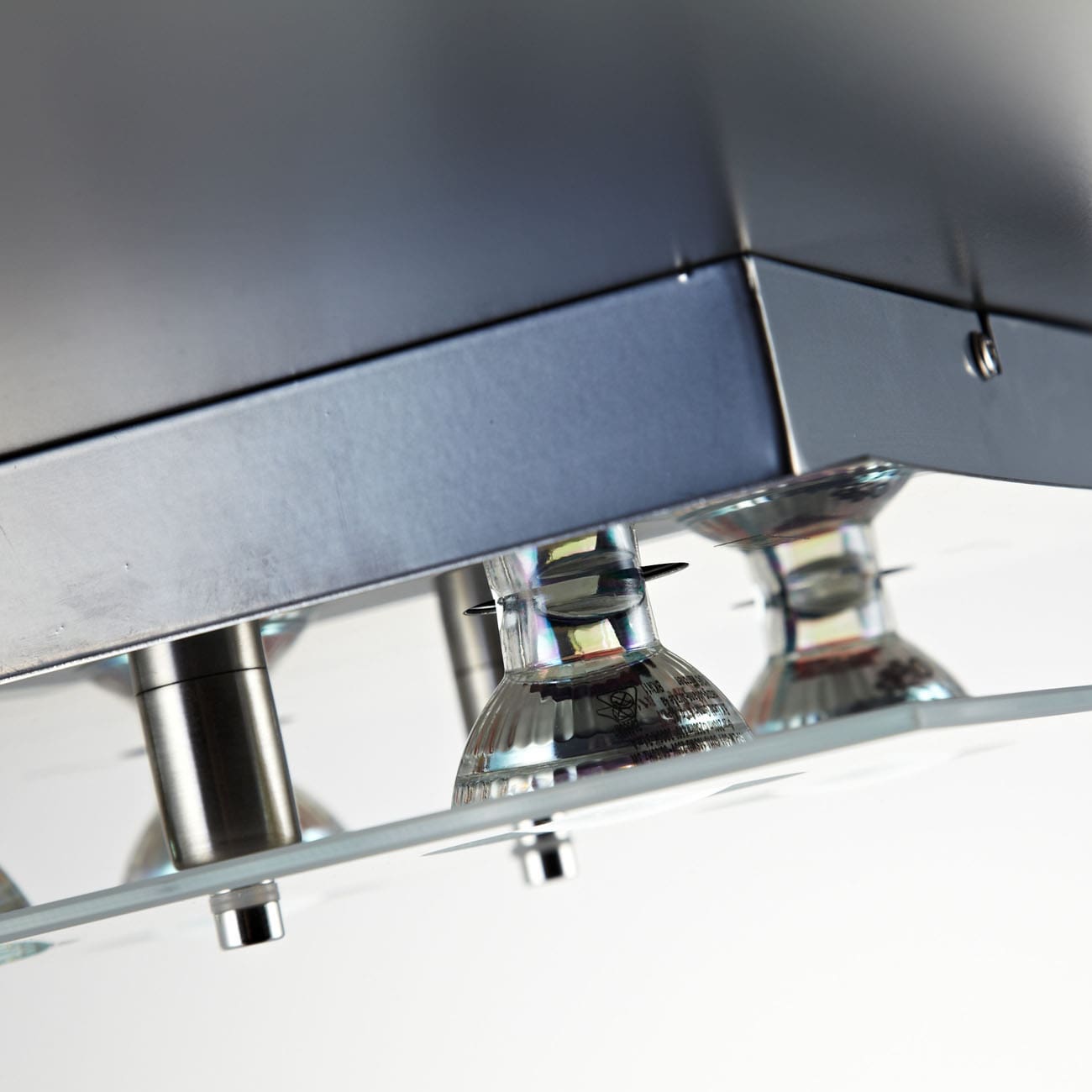 LED Deckenleuchte 25x25cm - 4-flammig - moderne Deckenlampe Glas Metall GU10 12W 1000lm warmweiß | Matt-Nickel - 4